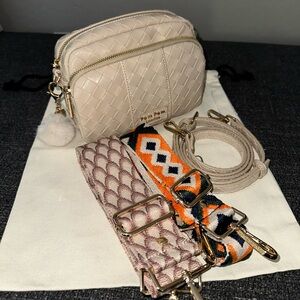 Pom Pom London Original Bag - Soft Beige Lattice